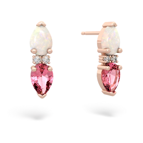 opal-pink sapphire bowtie earrings