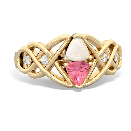 opal-pink sapphire celtic knot ring