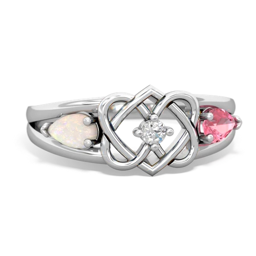 opal-pink sapphire double heart ring