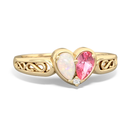 opal-pink sapphire filligree ring