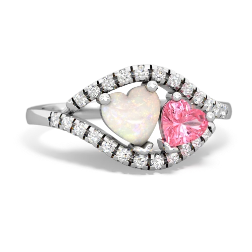 opal-pink sapphire mother child ring