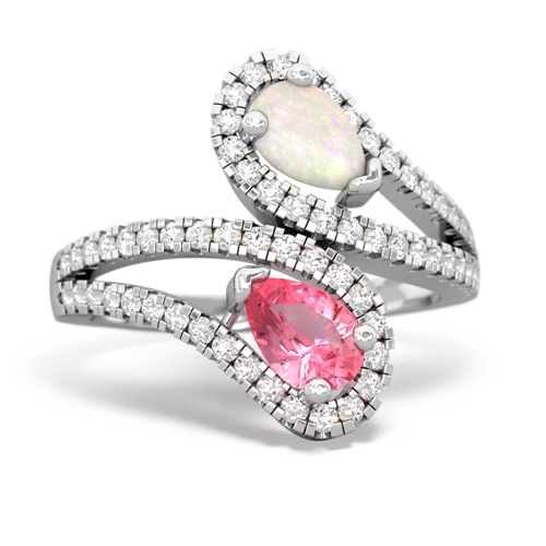 opal-pink sapphire pave swirls ring