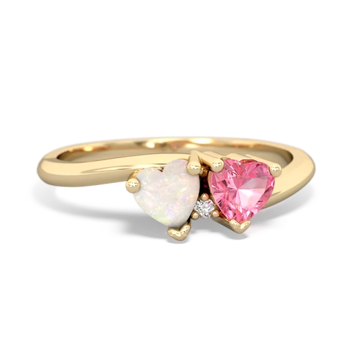 opal-pink sapphire sweethearts promise ring