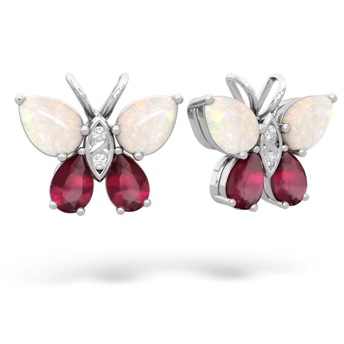 opal-ruby butterfly earrings