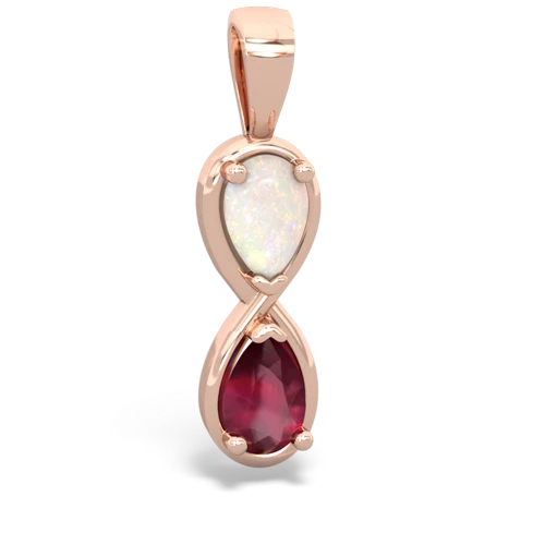 Custom Australian Boulder Opal, Diamond, And Ruby Pendant