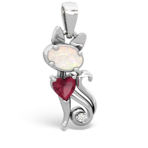 opal-ruby kitten pendant