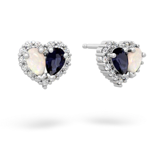 opal-sapphire halo-heart earrings