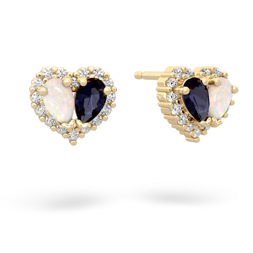 opal-sapphire halo-heart earrings