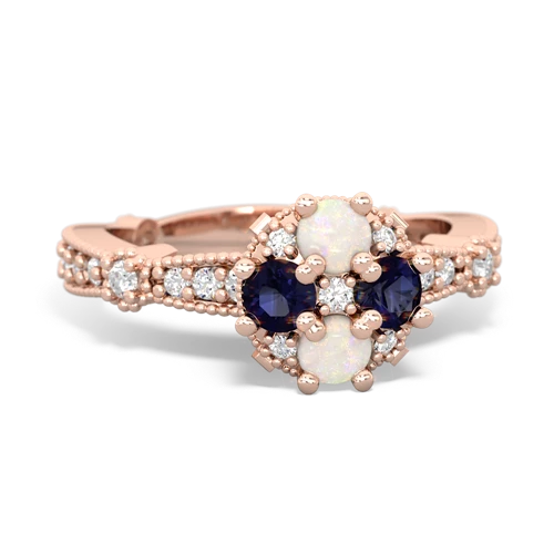 opal-sapphire art deco engagement ring