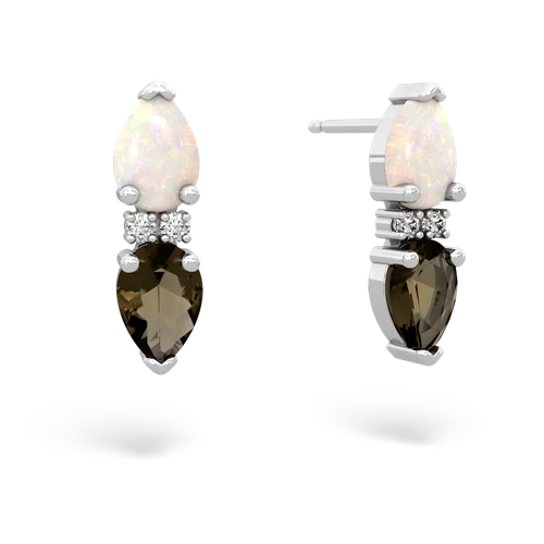 opal-smoky quartz bowtie earrings