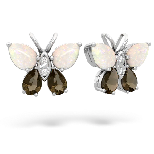 opal-smoky quartz butterfly earrings