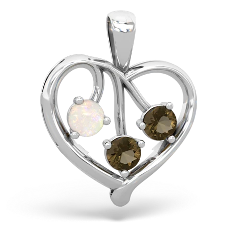 opal-smoky quartz love heart pendant