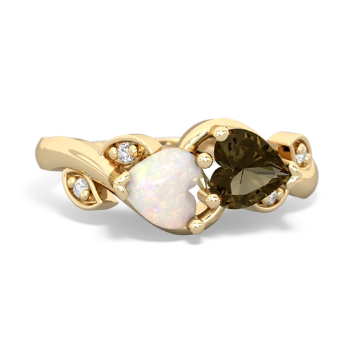 opal-smoky quartz floral keepsake ring