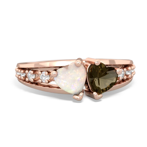 opal-smoky quartz modern ring