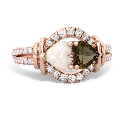 opal-smoky quartz pave keepsake ring