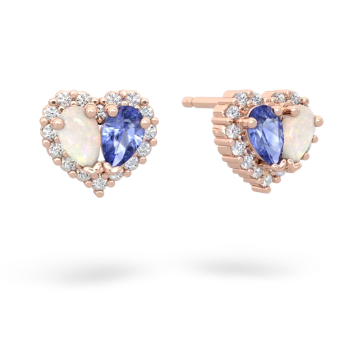 opal-tanzanite halo-heart earrings