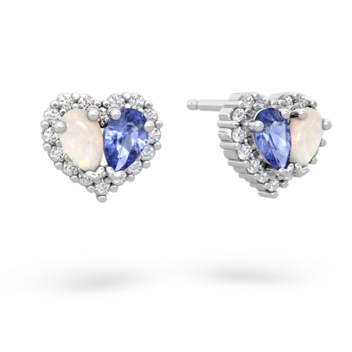 opal-tanzanite halo-heart earrings