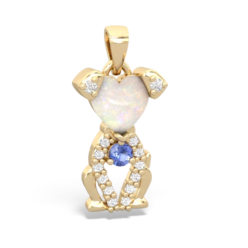 opal-tanzanite birthstone puppy pendant