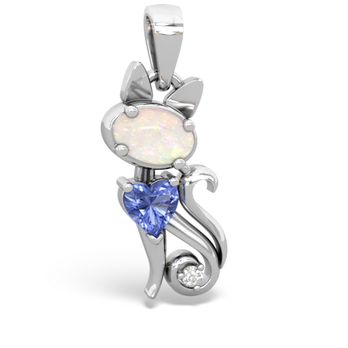 opal-tanzanite kitten pendant