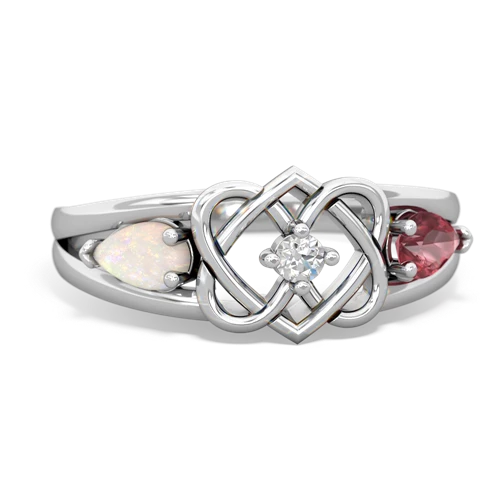 opal-tourmaline double heart ring