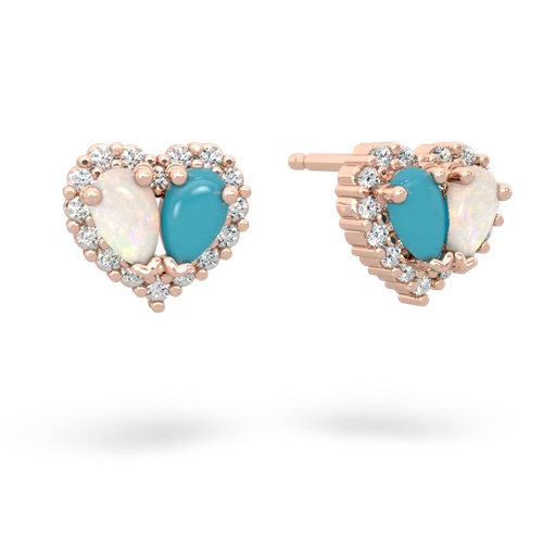 opal-turquoise halo-heart earrings