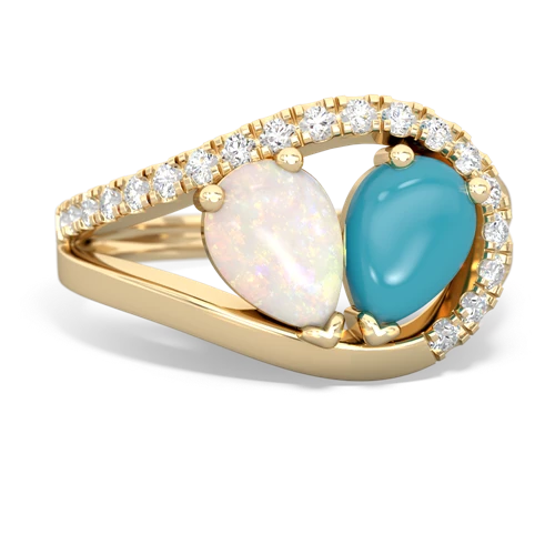 opal-turquoise pave heart ring