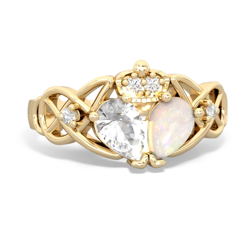 opal-white topaz claddagh ring