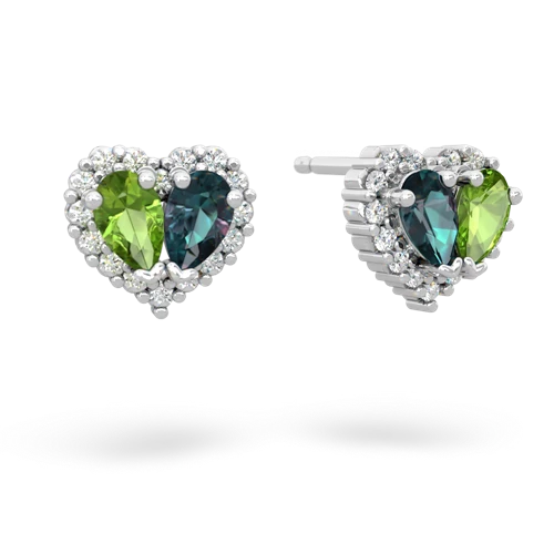 peridot-alexandrite halo-heart earrings
