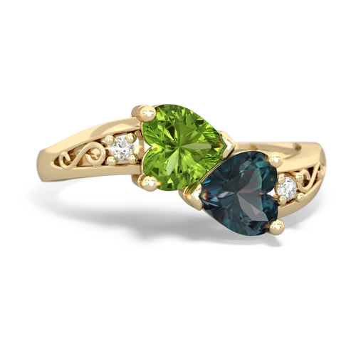 peridot-alexandrite filligree ring