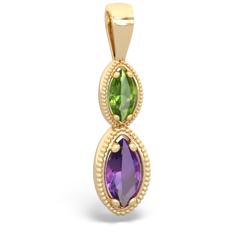 peridot-amethyst antique milgrain pendant