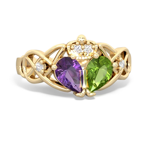 peridot-amethyst claddagh ring