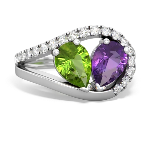 peridot-amethyst pave heart ring