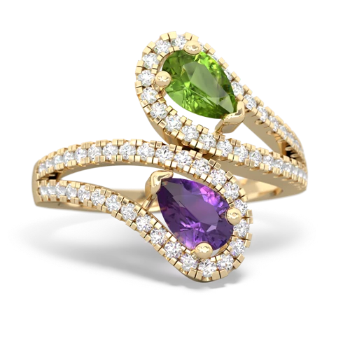 peridot-amethyst pave swirls ring