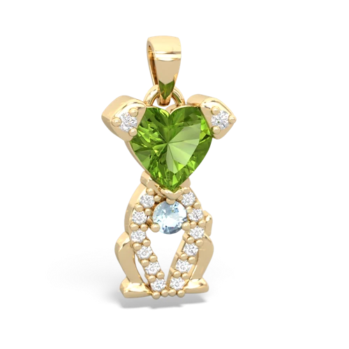 peridot-aquamarine birthstone puppy pendant