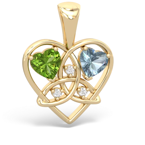 peridot-aquamarine celtic heart pendant