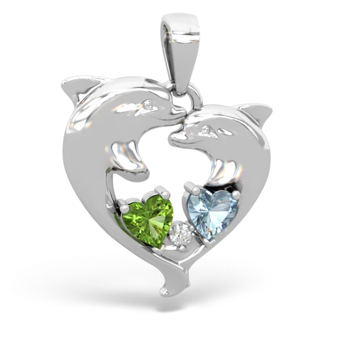 peridot-aquamarine dolphins pendant