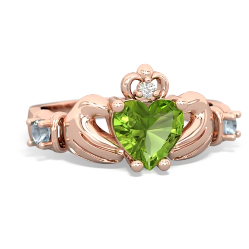 peridot-aquamarine claddagh ring