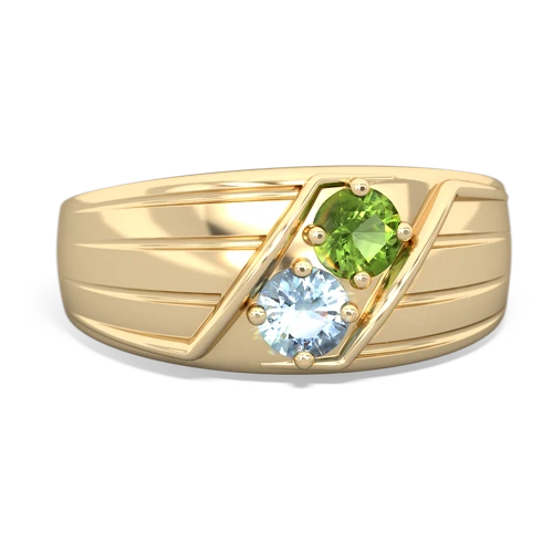 peridot-aquamarine mens ring