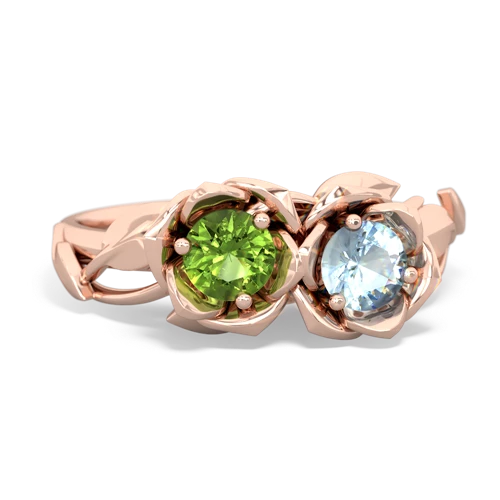 peridot-aquamarine roses ring