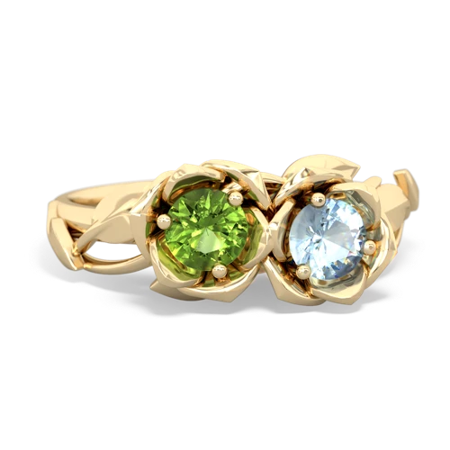 peridot-aquamarine roses ring