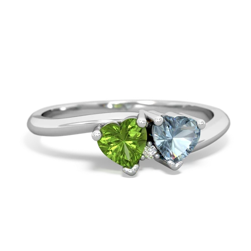 peridot-aquamarine sweethearts promise ring