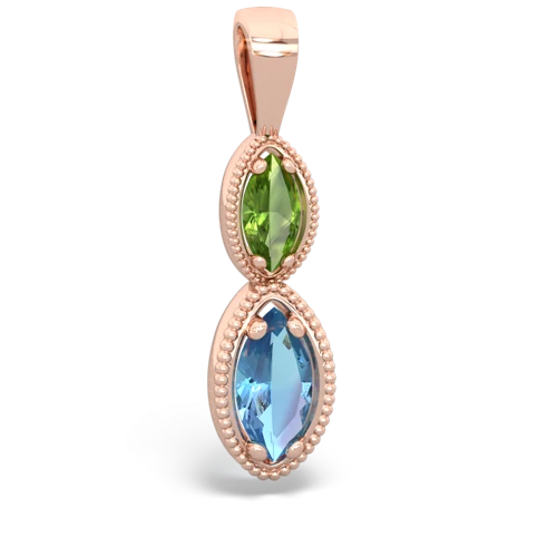 peridot-blue topaz antique milgrain pendant