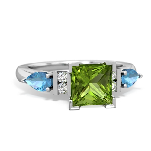 peridot-blue topaz engagement ring