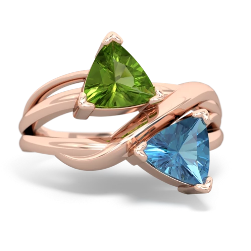 peridot-blue topaz filligree ring