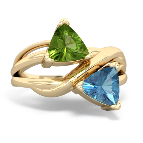 peridot-blue topaz filligree ring