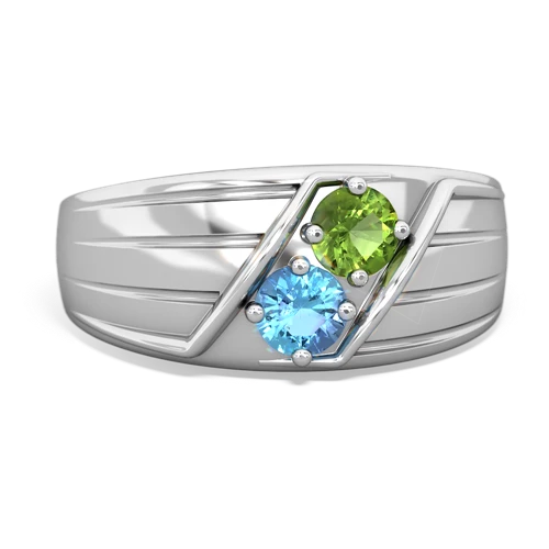 peridot-blue topaz mens ring