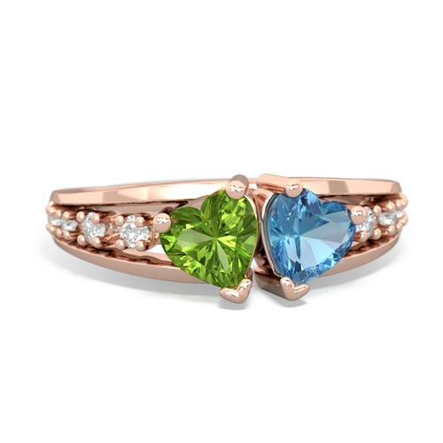 peridot-blue topaz modern ring