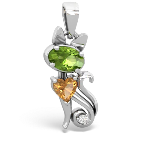 peridot-citrine kitten pendant