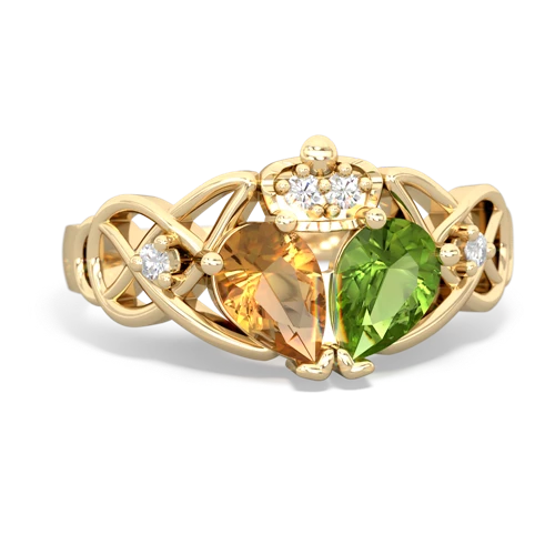 peridot-citrine claddagh ring