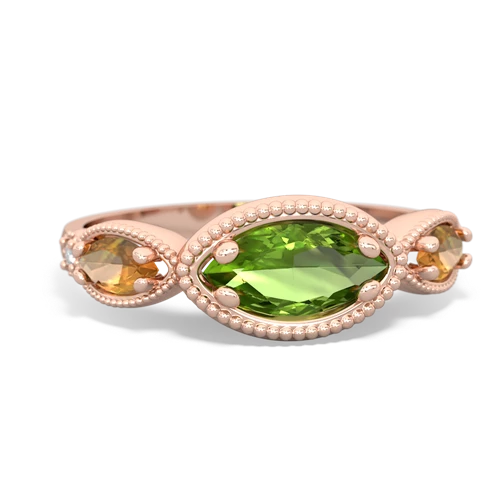 peridot-citrine milgrain marquise ring